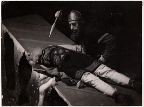 HRONOV, THE CZECHOSLOVAK REPUBLIC - AUGUST 25, 1946: Vintage photo shows theatre performance.