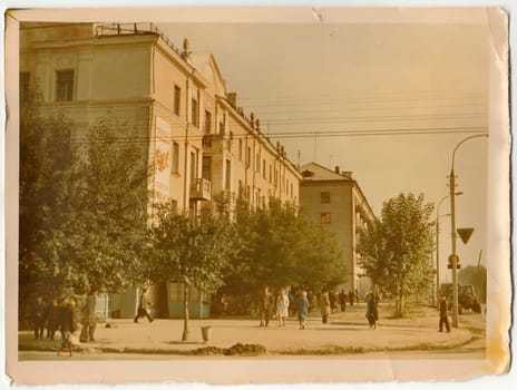 USSR - CIRCA 1970s: Vintage photo shows unknown town in USSR (Russia).