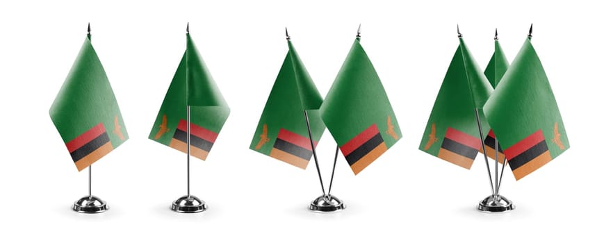 Small national flags of the Zambia on a white background.