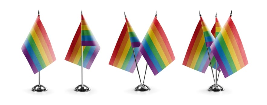 Small national flags of the lgbt on a white background.