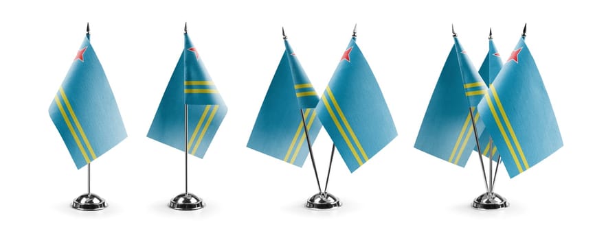 Small national flags of the Aruba on a white background.