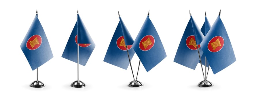 Small national flags of the ASEAN on a white background.