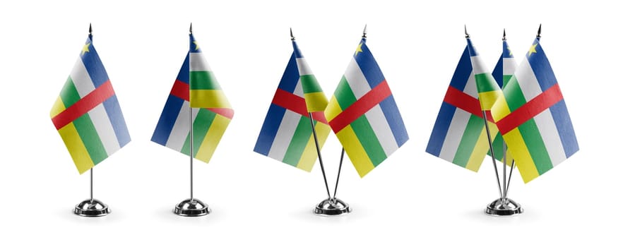 Small national flags of the Central African Republic on a white background.