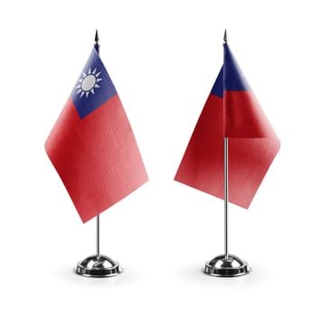 Small national flags of the Taiwan on a white background.