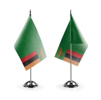 Small national flags of the Zambia on a white background.