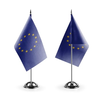 Small national flags of the European Union on a white background.