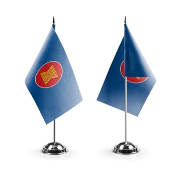 Small national flags of the ASEAN on a white background.