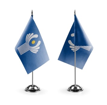 Small national flags of the CIS on a white background.