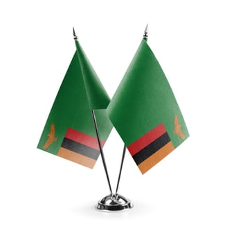 Small national flags of the Zambia on a white background.