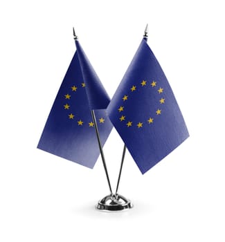 Small national flags of the European Union on a white background.