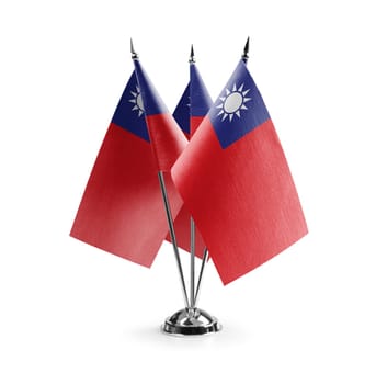 Small national flags of the Taiwan on a white background.