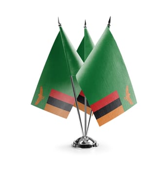 Small national flags of the Zambia on a white background.