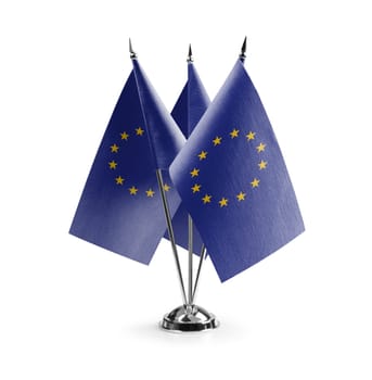 Small national flags of the European Union on a white background.