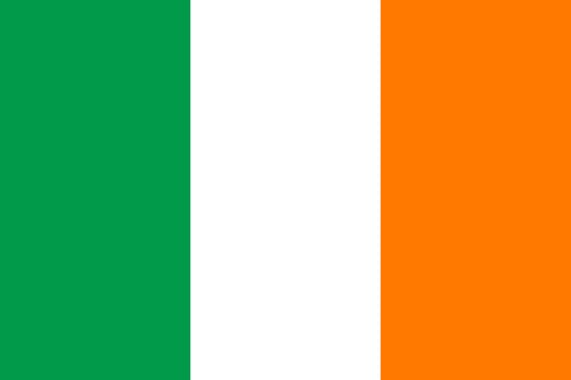 Ireland flag. Official state symbol of country. Official RGB colurs.