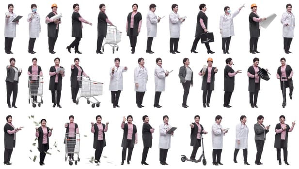 set of images of a woman in full growth. displays many concepts