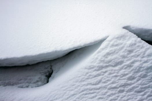 Fragment of a snowdrift in winter. High quality photo