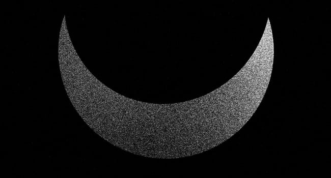 Abstract crescent moon. Luna isolated on dark