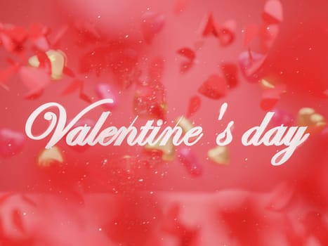 Valentines day background with heart pattern and typography of happy valentines day text 3D rendering . 3D illustration. Wallpaper, flyers, invitation, posters, brochure, banners.