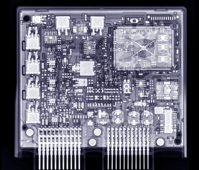 X-ray image of mother board of engine control unit or ECU in Motorcycle .