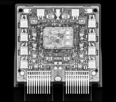 X-ray image of mother board of engine control unit or ECU in Motorcycle .