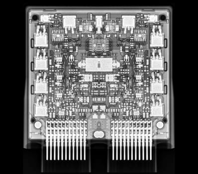 X-ray image of mother board of engine control unit or ECU in Motorcycle .