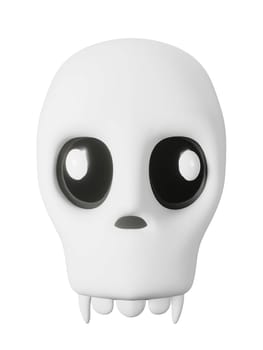 Halloween Ghost. Cute ghost character. Realistic 3d rendering design element In plastic cartoon style. Icon isolated on white background. Clipping path.