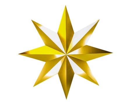 Gold star isolated on white background. Clipping path.