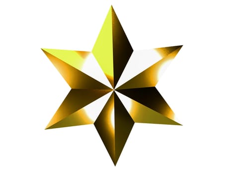 Gold star isolated on white background. Clipping path.