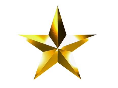 Gold star isolated on white background. Clipping path.