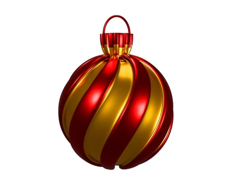 Realistic hanging christmas balls 3d redndering Christmas decoration isolated on white background. Clipping path.