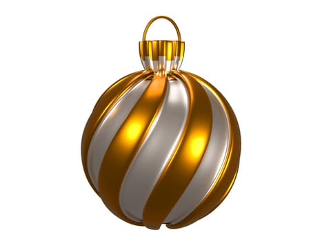 Realistic hanging christmas balls 3d redndering Christmas decoration isolated on white background. Clipping path.