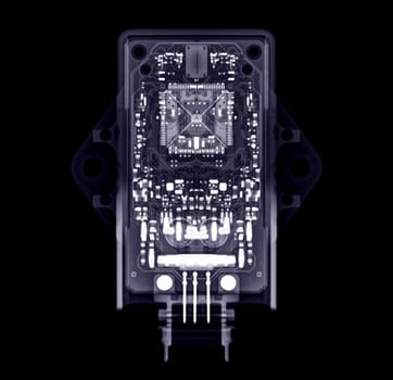 X-ray image of engine control unit or ECU in Motorcycle or Bigbike.