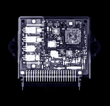 X-ray image of engine control unit or ECU in Motorcycle or Bigbike.