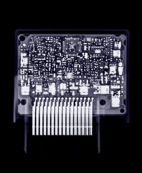 X-ray image of engine control unit or ECU in Motorcycle or Bigbike.