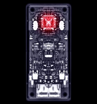 X-ray image of engine control unit or ECU in Motorcycle or Bigbike.