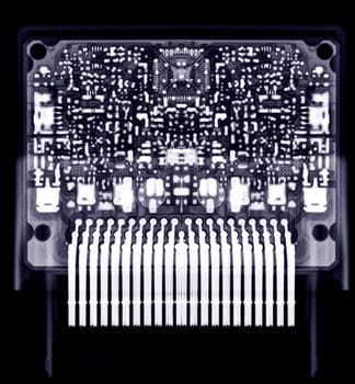 X-ray image of engine control unit or ECU in Motorcycle or Bigbike.