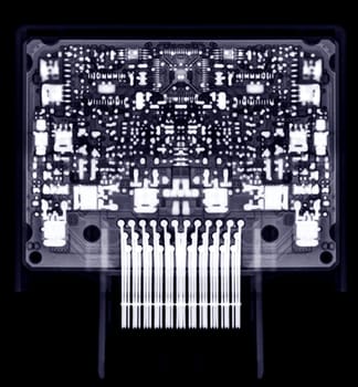 X-ray image of engine control unit or ECU in Motorcycle or Bigbike.