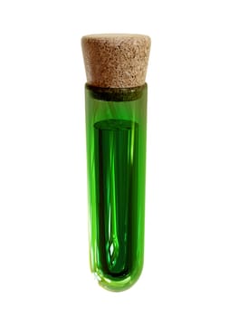 Bottle with green potion 3D rendering Holloween concept isolated on white background.Clipping path.