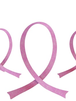 Realistic pink ribbon for breast cancer awareness symbol 3d rendering isolated on white background. Clipping path.