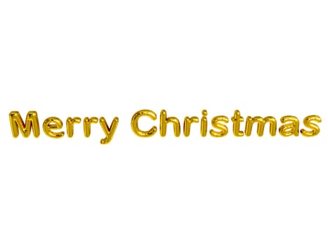 Merry Christmas 3D Realistic Gold Foil Balloons. Merry Christmas and Happy New Year greeting card isolated on white background. clipping path.