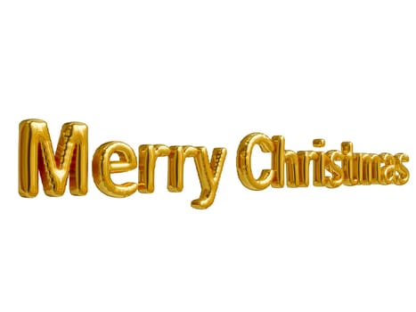 Merry Christmas 3D Realistic Gold Foil Balloons. Merry Christmas and Happy New Year greeting card isolated on white background. clipping path.