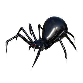 Realistic spider 3d rendering for Halloween decoration isolated on white background Clipping path.