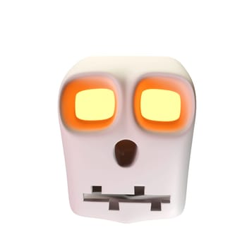 Halloween Ghost. Cute ghost character. Realistic 3d design element In plastic cartoon style. Icon isolated on white background. Clipping path.