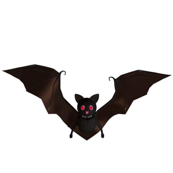 Evil bat Flying. bat halloween background. Bat cartoon 3d render. European Bat Night. Halloween . Bats. Scary october isolated on white background .