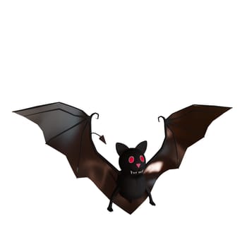 Evil bat Flying. bat halloween background. Bat cartoon 3d render. European Bat Night. Halloween . Bats. Scary october isolated on white background .