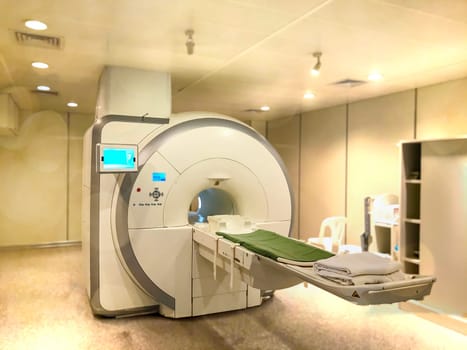 MRI Scanner or Magnetic resonance imaging scanner machine in Hospital .