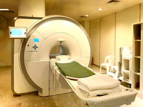 MRI Scanner or Magnetic resonance imaging scanner machine in Hospital .