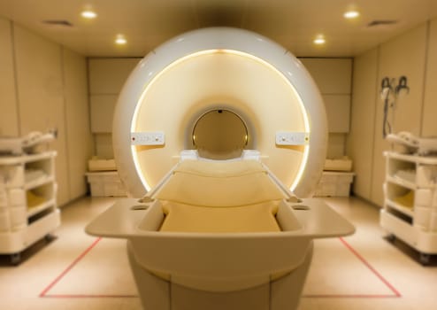 MRI Scanner or Magnetic resonance imaging scanner machine in Hospital .