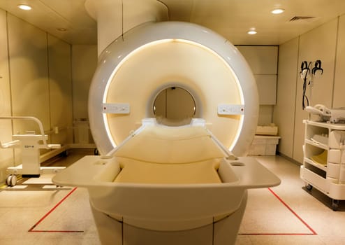 MRI Scanner or Magnetic resonance imaging scanner machine in Hospital .