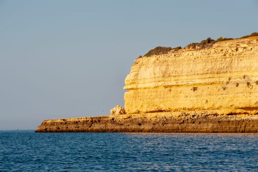 Rock formations on the Algarve coast in Portugal